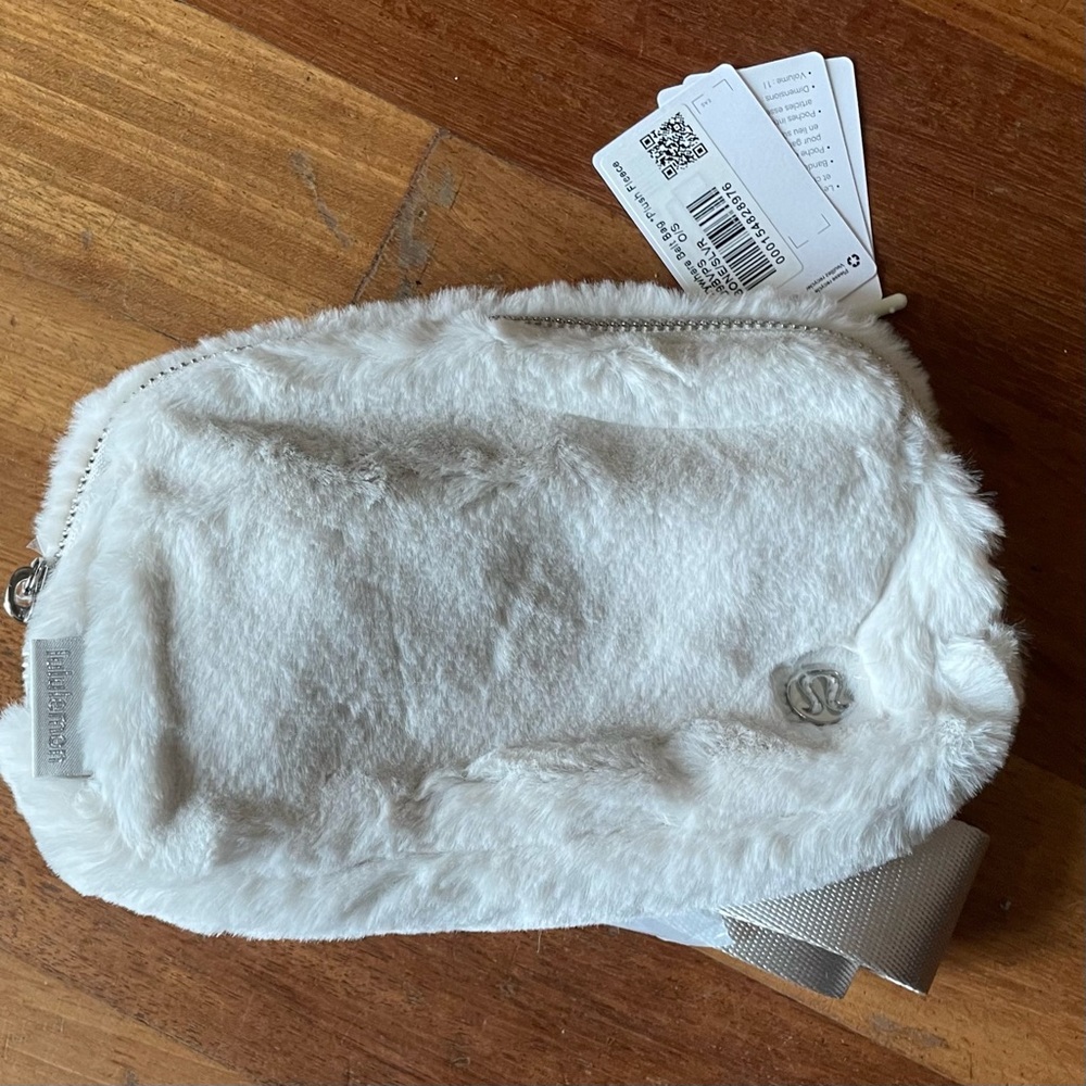 Lululemon Athletica White Faux Fur Crossbody Bag / Belt Bag